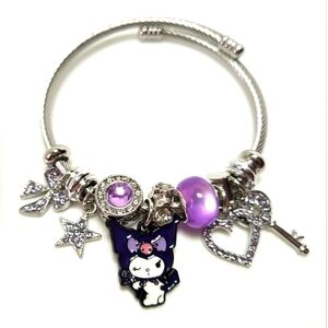 Silver and Purple Kids Charm Bracelet